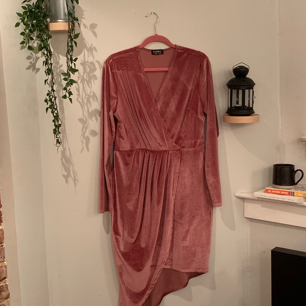 ASOS Curve Pink Velvet Dress